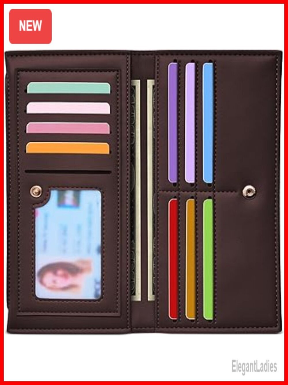 Slim RFID Blocking Bifold Wallet with Zipper, Faux Leather